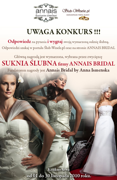 Konkurs Annais Bridal - wygraj suknie ślubną